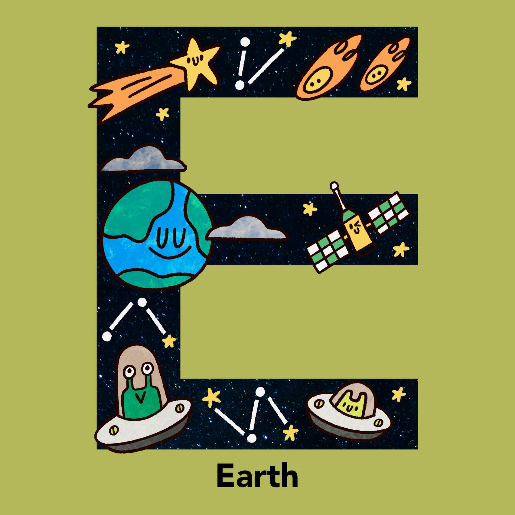 Space Alphabet Series. E is for Earth.