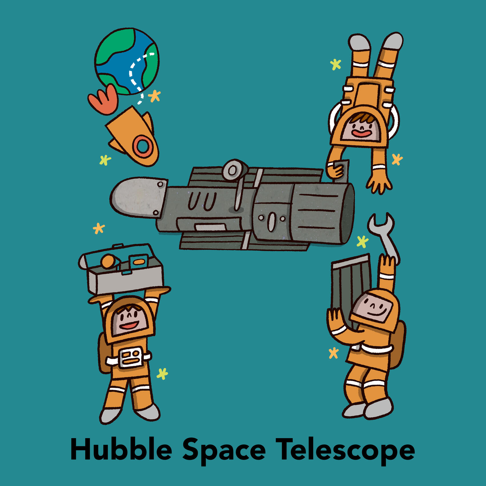 Space Alphabet Series. H is for Hubble Space Telescope.