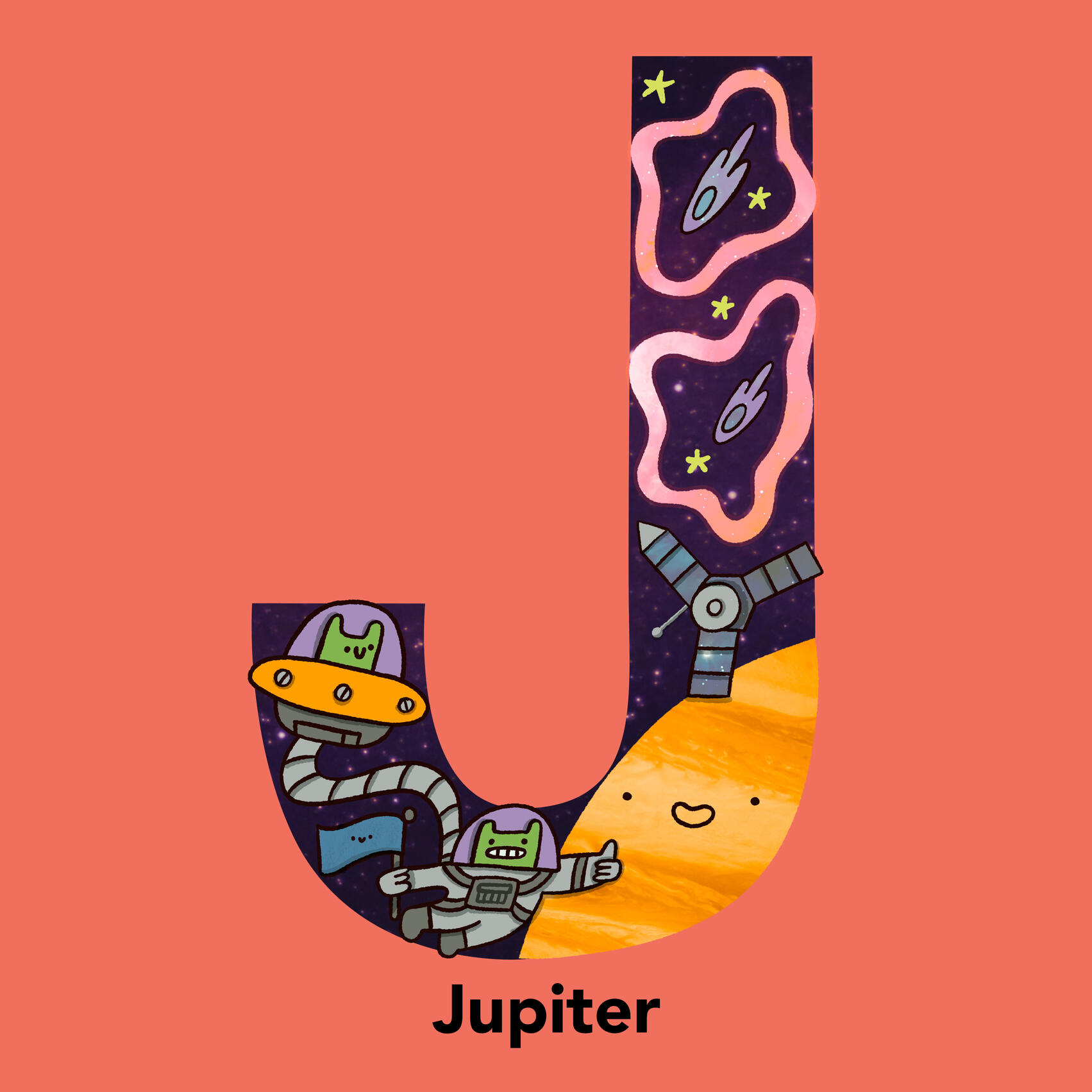 Space Alphabet Series. J is for Jupiter.